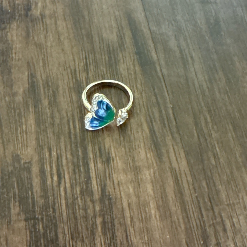 Fashion Jewelry Blue and Gold Butterfly Ring